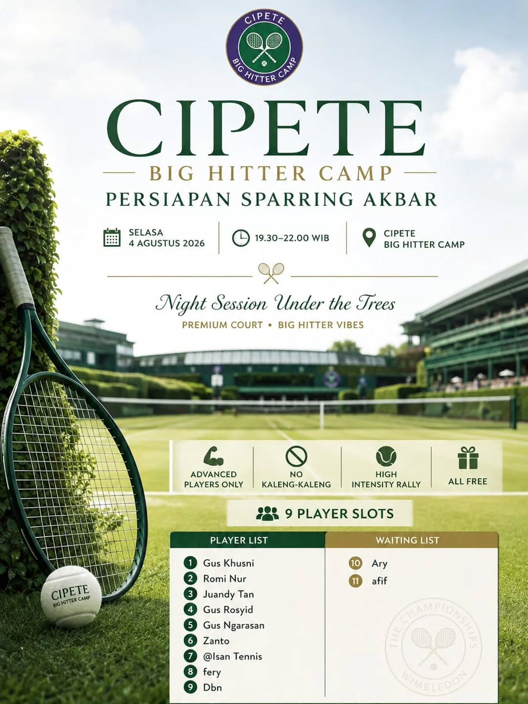 Poster Cipete Big Hitter Camp — Persiapan Sparring Akbar